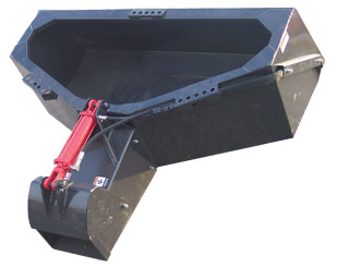 Haugen concrete bucket skid steer attachment, open chute model